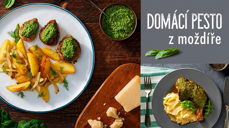 Domácí pesto z moždíře s bazalkou a parmazánem